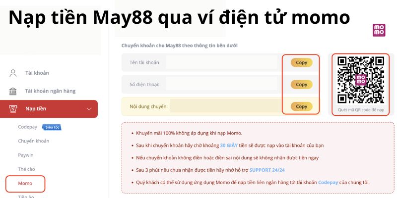 Nạp tiền qua ví điện tử